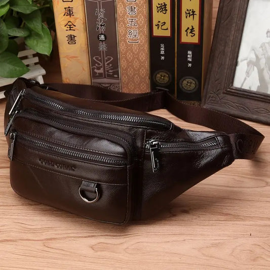 Vukare – Men’s Genuine Cowhide Leather Waist Bag with Adjustable Strap
