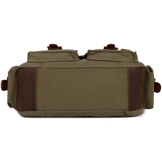 Vukare – Men’s Vintage Canvas Messenger Bag with Leather Accents