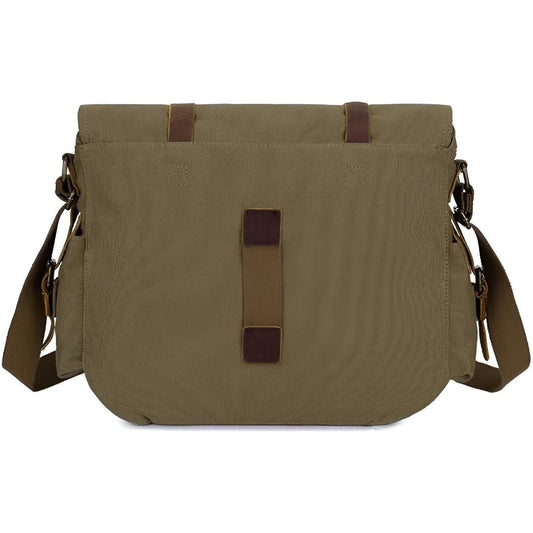 Vukare – Men’s Vintage Canvas Messenger Bag with Leather Accents
